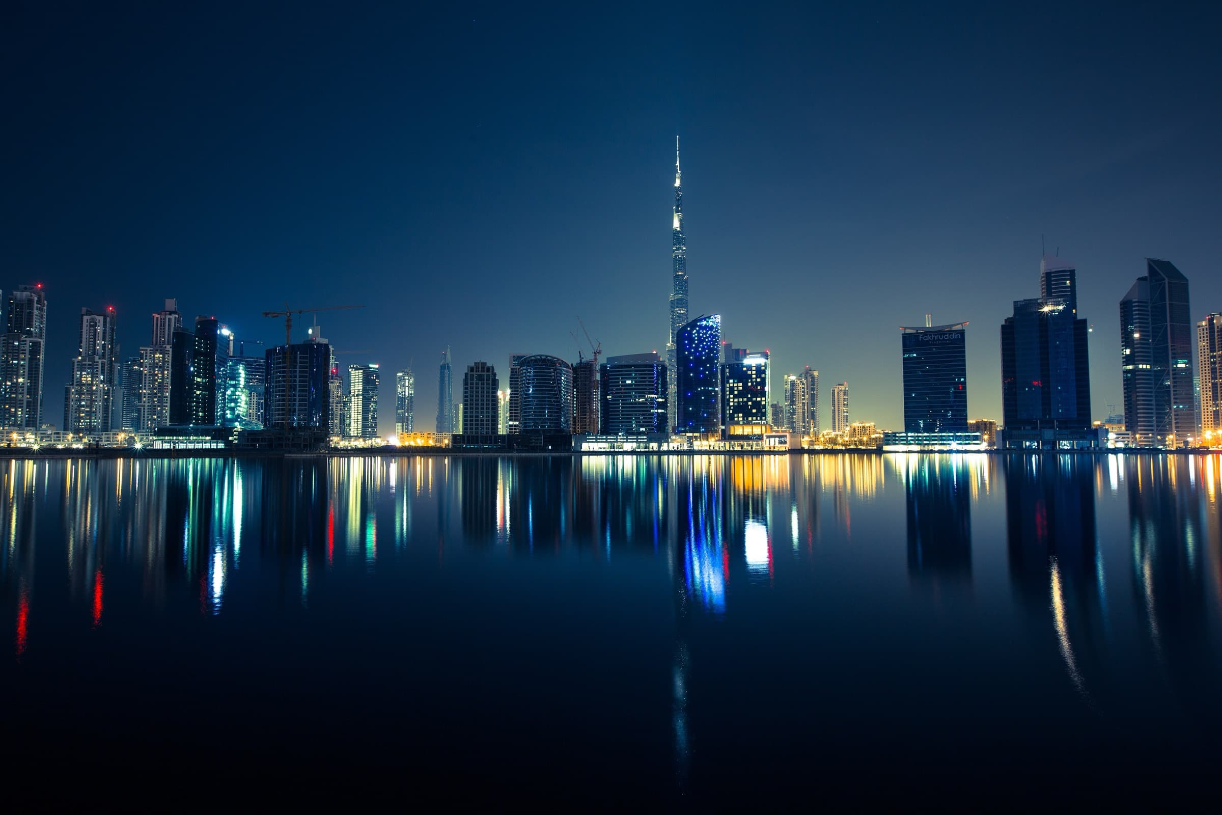 Evening light on a residential tower in Dubai